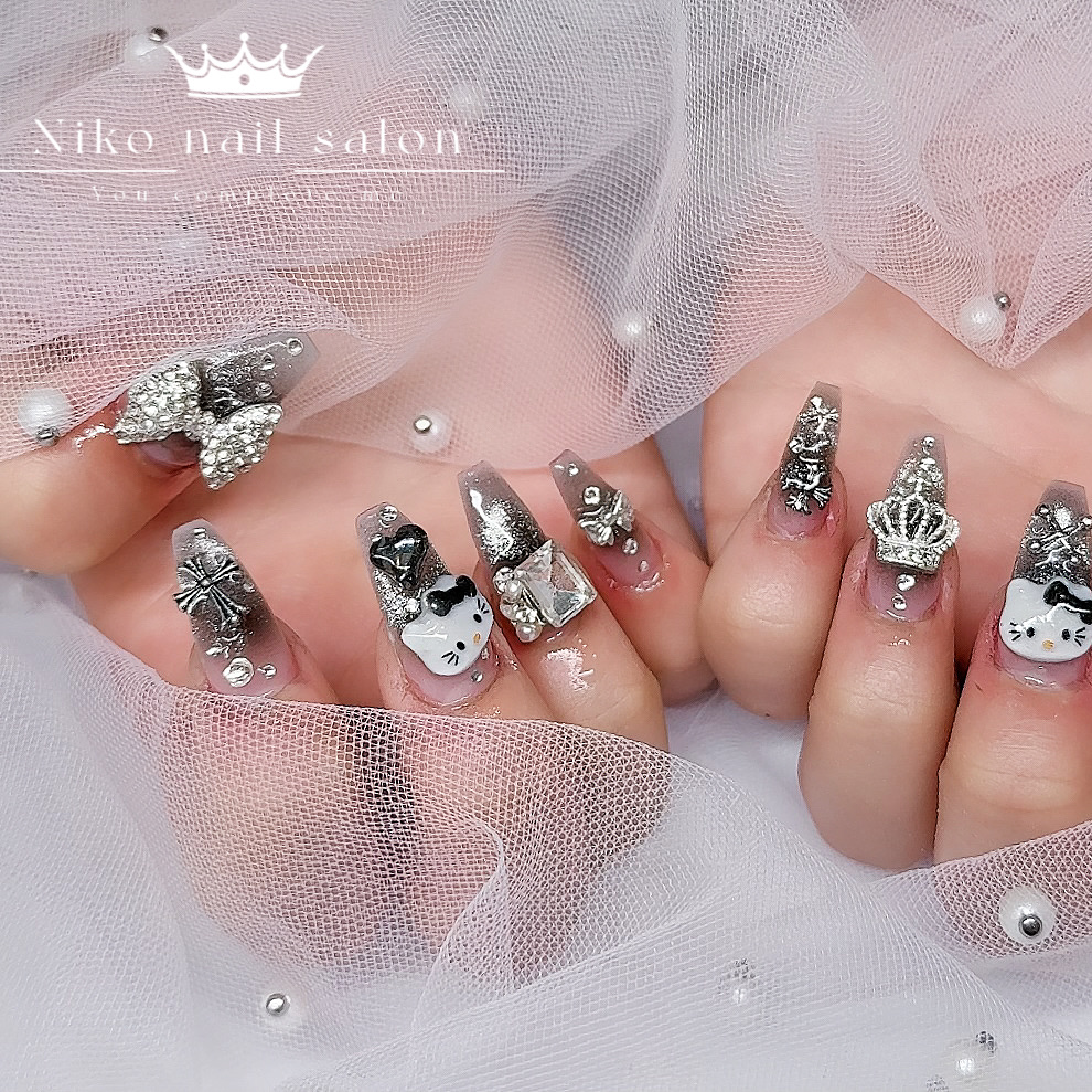 no.018キルティングネイル マグネットネイルベージュネイルチップ結婚